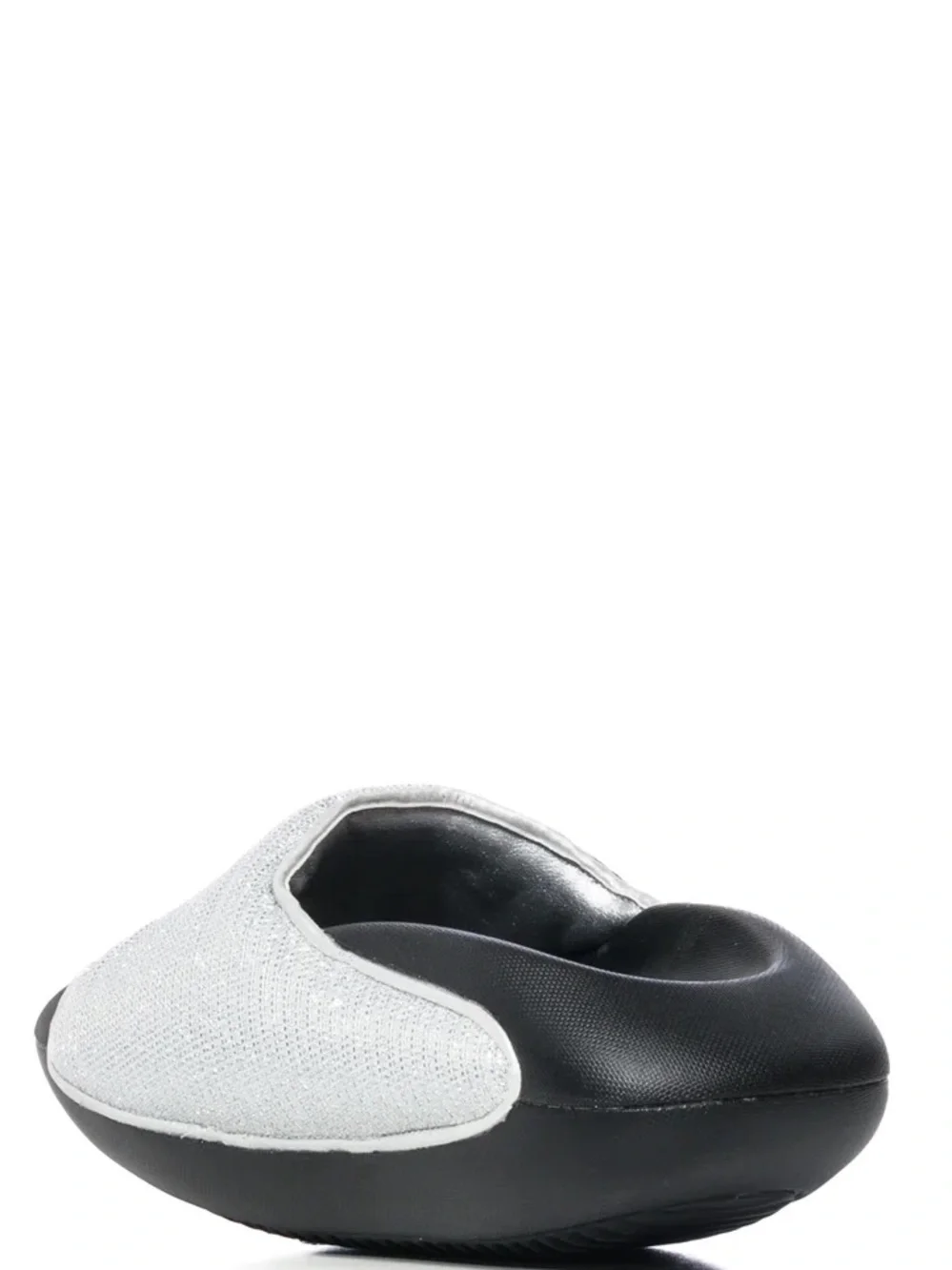 Black & Silver Sparkly Metallic Design Slip On Sandals